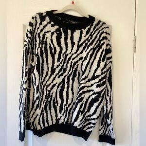 Hemish Chic Zebra Pattern Crew Neck Sweater size 2XL BNWT